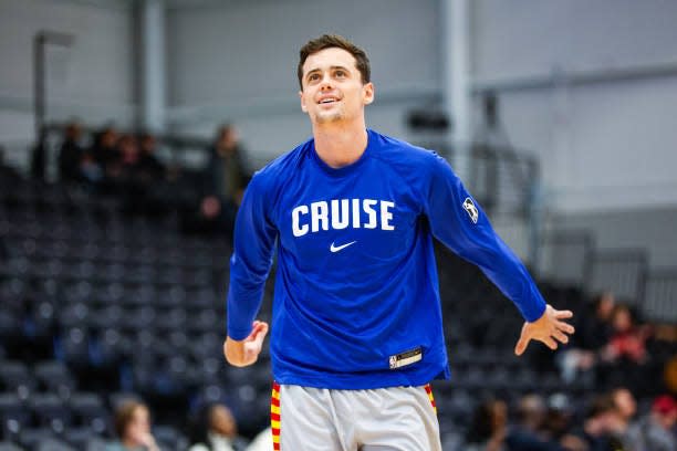 Sam Peek of the Motor City Cruise looks on before the game against the Westchester Knicks on March 3, 2024 in Detroit, Michigan at Wayne State Fieldhouse.