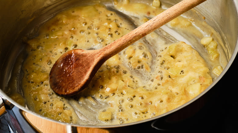 Pan with butter and flour for roux