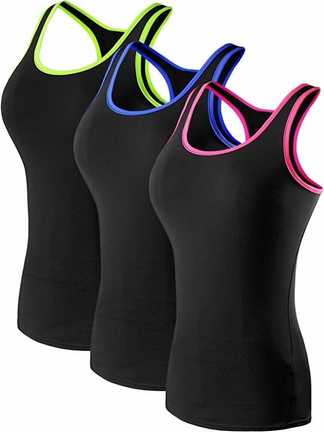 You can wear these during your yoga class so your shirt doesn't fall down and cover your face while you're in downward dog.<br /><br /><strong>Promising review:</strong> "These are GREAT! They're made of super-soft material and are perfect for working out. They are by no means 'compression' material but are great for keeping you cool while exercising. I'm usually XS, but the small fits well. They're not skintight but do cling nicely to my figure. I'm in love!" &mdash; <a href="https://www.amazon.com/gp/customer-reviews/RFKTBSMJ3C128?&amp;linkCode=ll2&amp;tag=huffpost-bfsyndication-20&amp;linkId=919c447d3a3cbfa6f32a528425de5650&amp;language=en_US&amp;ref_=as_li_ss_tl" target="_blank" rel="nofollow noopener noreferrer" data-skimlinks-tracking="4978705" data-vars-affiliate="Amazon" data-vars-href="https://www.amazon.com/gp/customer-reviews/RFKTBSMJ3C128?tag=bfabby-20&amp;ascsubtag=4978705%2C16%2C21%2Cmobile_web%2C0%2C0%2C0" data-vars-keywords="cleaning,fast fashion" data-vars-link-id="0" data-vars-price="" data-vars-retailers="Amazon">Leah</a><br /><br /><a href="https://www.amazon.com/Neleus-Womens-Pack-Compression-Layer/dp/B07BYK5SNL?&amp;linkCode=ll1&amp;tag=huffpost-bfsyndication-20&amp;linkId=fc1a45b0726dfac9c58b11caea3419ee&amp;language=en_US&amp;ref_=as_li_ss_tl" target="_blank" rel="noopener noreferrer"><strong>Price: $21.59 (available in sizes XS-3X and in seven color combinations).</strong></a>