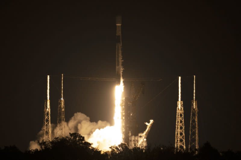 A SpaceX Falcon 9 rocket launches 22 Starlink satellites on mission "6-23" at 8:39 PM from Launch Complex 40 at the Cape Canaveral Space Force Station, Florida on Oct. 17. File Photo by Joe Marino/UPI