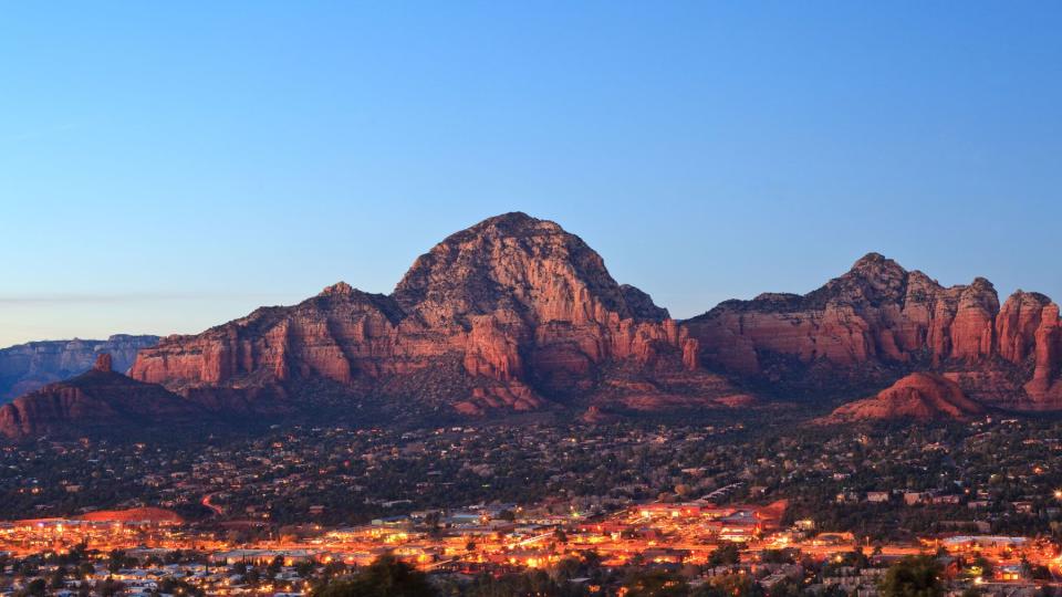 The beautiful town of Sedona, Arizona at night.