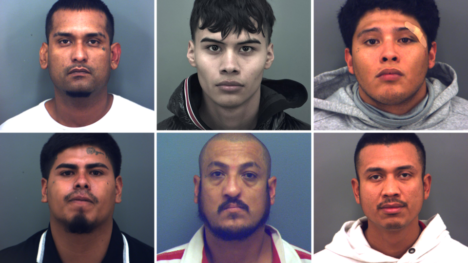 Six inmates are accused of murder in the death of Jesus Torres, 57, a fellow inmate at the El Paso County Jail Annex on Nov. 27, 2023. Top left to right: Manuel Alejandro Vargas, Juan Alberto Ortiz, George Lopez. Bottom left to right: Christian Carrillo, Jesus Adrian Rocha, Jovani Dionicio Ramos.
