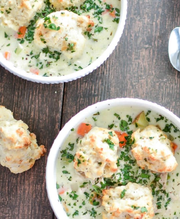 <p><a href="http://cookingandbeer.com/2014/11/turkey-pot-pie-soup-with-buttermilk-biscuit-croutons/" rel="nofollow noopener" target="_blank" data-ylk="slk:Cooking and Beer" class="link ">Cooking and Beer</a></p>