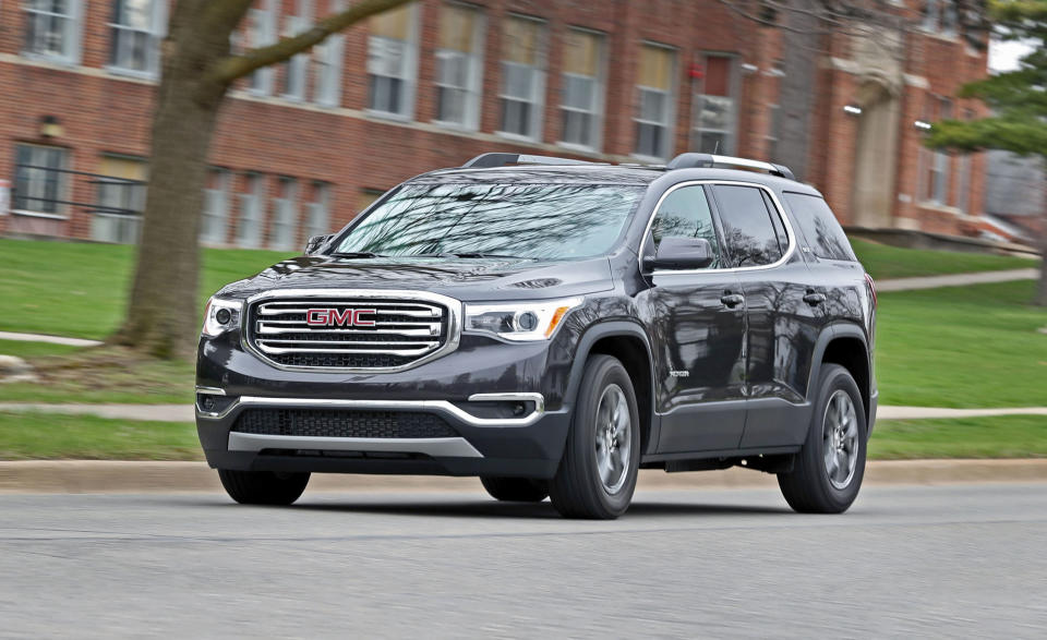 <p><strong>GMC Acadia</strong><br><strong>Price as tested:</strong> $51,585<br><strong>Highlights:</strong> Steady ride, responsive handling, family-friendly three-row styling. <br><strong>Lowlights:</strong> Reliability issues with in-car electronics, power electronics and drive system. Many luxury features unavailable even on some mid-priced models.<br>(Car and Driver) </p>