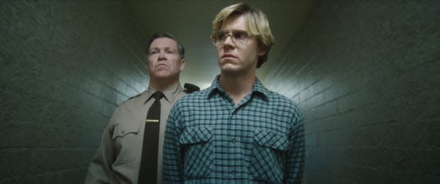 Evan Peters as Jeffrey Dahmer in "DAHMER - Monster: The Jeffrey Dahmer Story" on Netflix<p>Netflix</p>