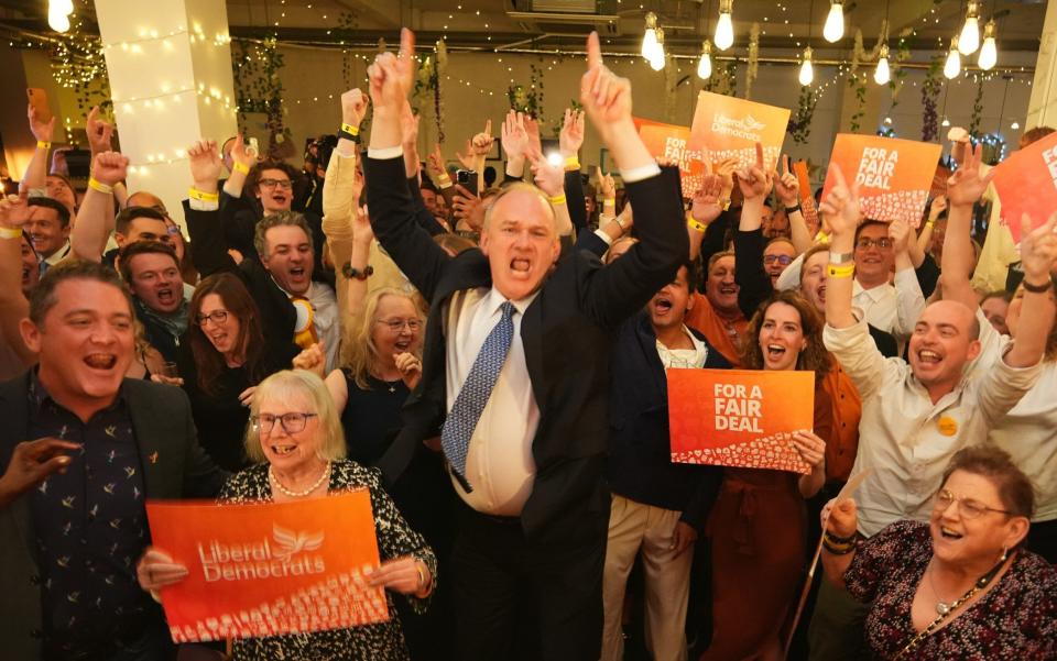 Liberal Democrat leader Sir Ed Davey at the London Art Bar in central London