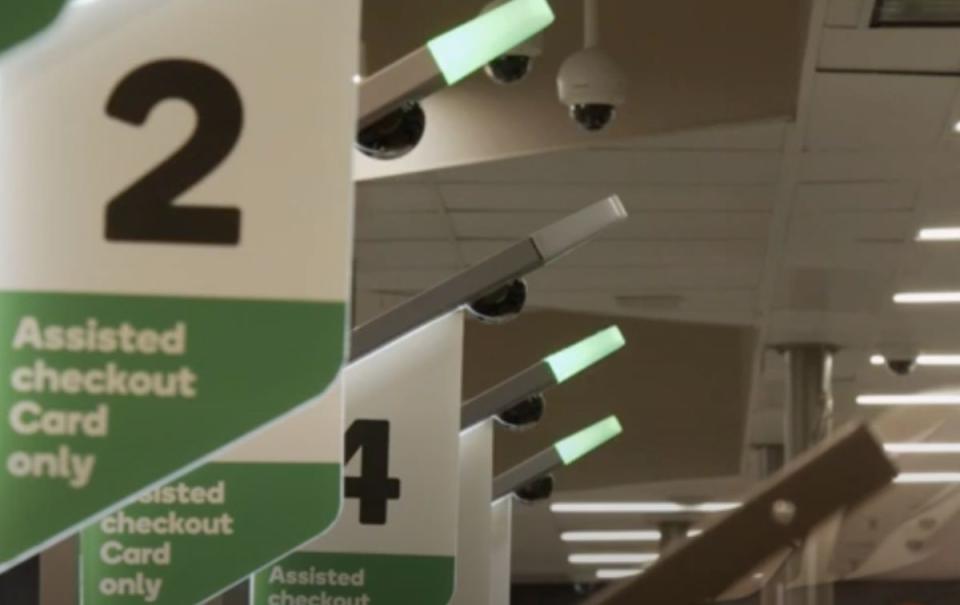 Overhead cameras Woolworths is trialling at self-serve checkouts