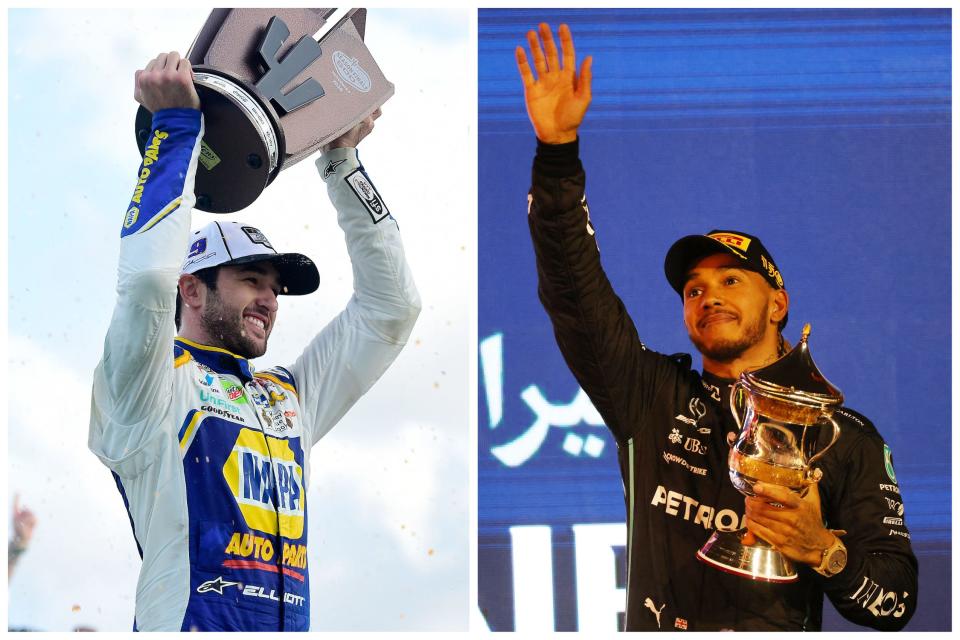 Chase Elliott and Lewis Hamilton