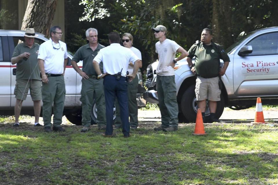 Authorities gather at the scene of the attack in South Carolina (AP)