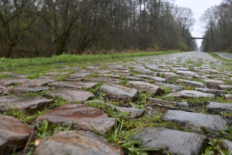 Illustration picture shows The Troue dArenberg during the reconnaissance of the track ahead of this years ParisRoubaix cycling race Thursday 06 April 2023 around Roubaix France The ParisRoubaix cycling race will take place on Sunday 09 April BELGA PHOTO DIRK WAEM Photo by DIRK WAEM  BELGA MAG  Belga via AFP Photo by DIRK WAEMBELGA MAGAFP via Getty Images