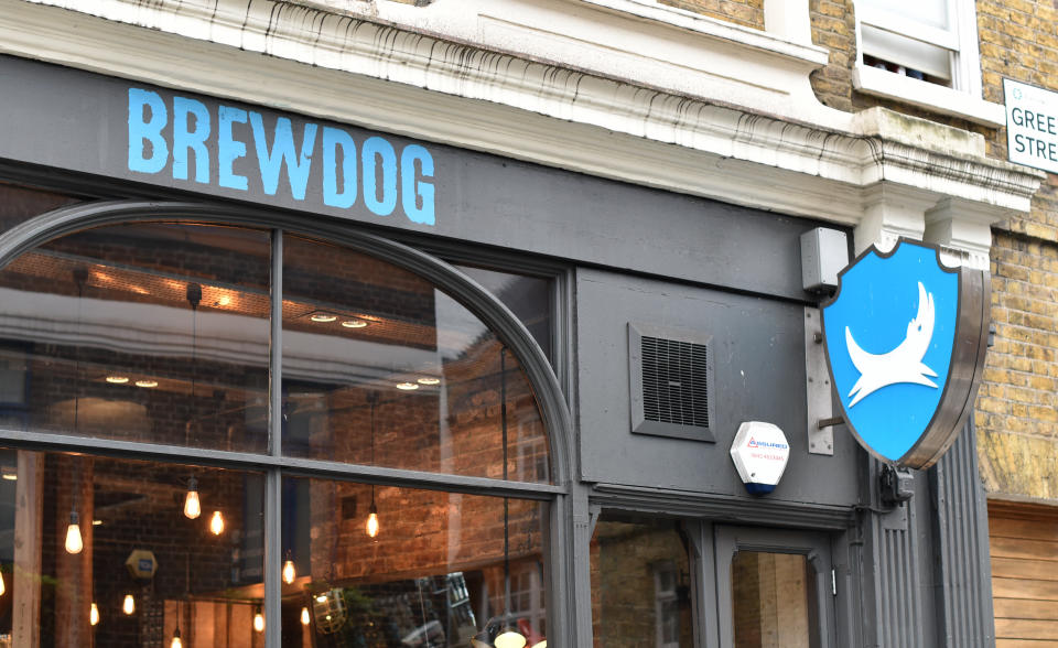 LONDON, ENGLAND - APRIL 29: A general view of a BrewDog bar signage  in Camden Town on April 29, 2018 in London, England. (Photo by John Keeble/Getty Images)