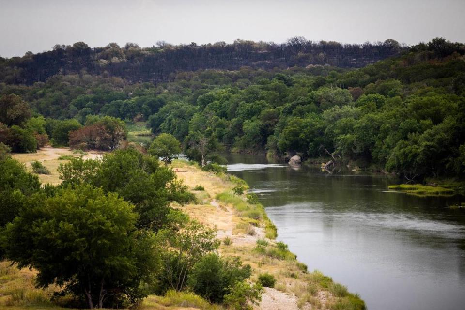 The hill top is burned after the Dempsey Fire ravaged almost 12,000 acres Monday, June 27, 2022 near Palo Pinto.