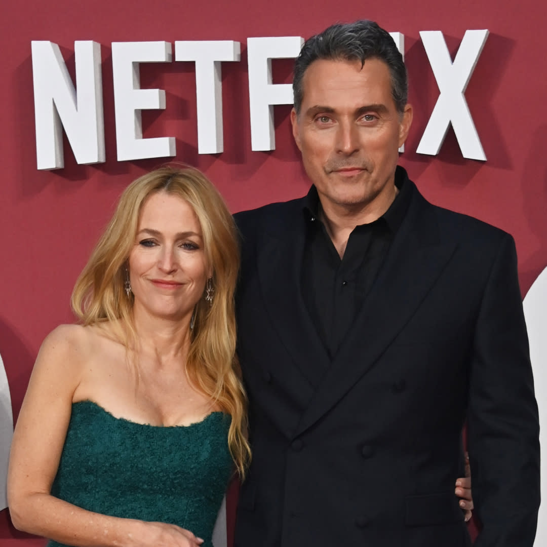   Gillian Anderson and Rufus Sewell attend the World Premiere of "Scoop" at The Curzon Mayfair on March 27, 2024 in London, England. . 