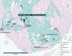 Location of LIFT’s Yellowknife Lithium Project. Drilling is focused on the Road Access Group of pegmatites which are located to the east of the city of Yellowknife along a government-maintained paved highway, as well as the Echo target in the Further Afield Group.