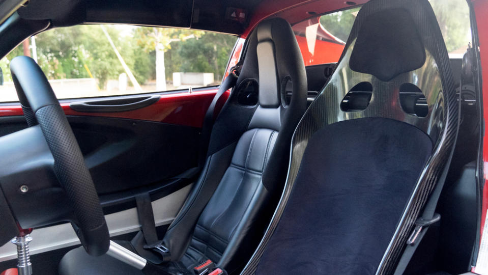 The interior of an InoKinetic 111RS, an aftermarket Lotus Elise.