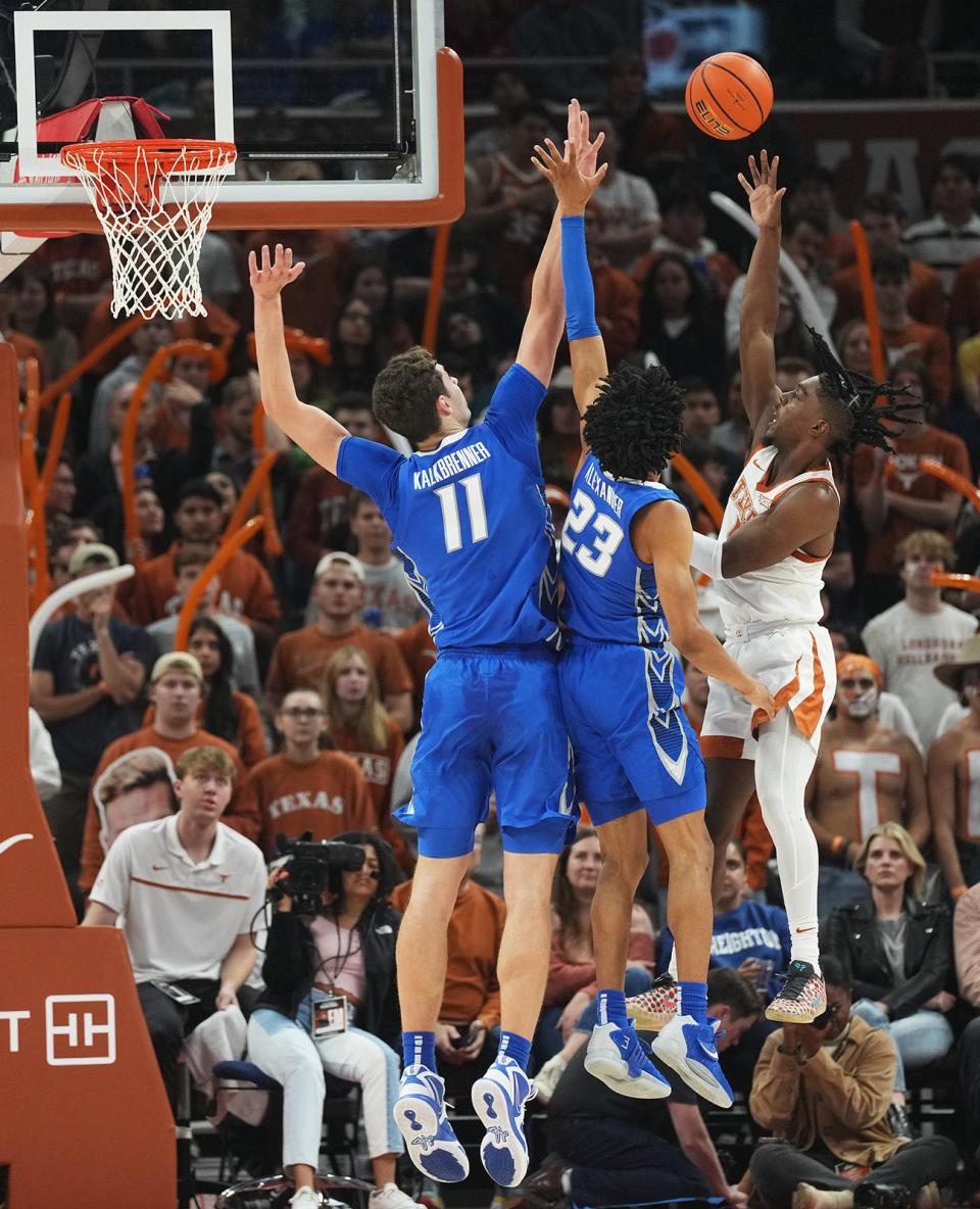 Texas guard Marcus Carr had a big night in the Longhorns' 72-67 win over Creighton: 19 points, five rebounds and five assists, plus a pair of critical free throws in the final seconds to seal the victory.