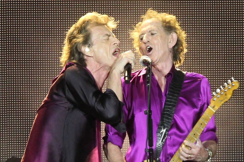 Keith Richards (L) and Mick Jagger perform with the Rolling Stones in 2019. File Photo by Dave Allocca/UPI
