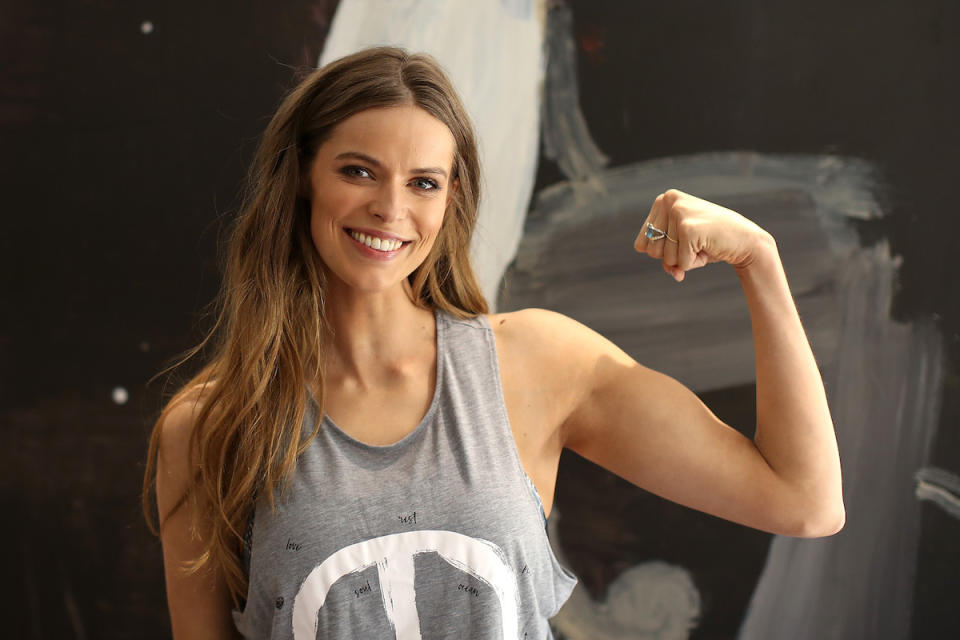 Westfield Beauty and Wellness Ambassador Robyn Lawley poses ahead of hosting a spin class with her personal trainer Penny Walsh at Westfield Bondi Junction on Oct. 13, 2016, in Sydney, Australia. (Photo: Getty Images)