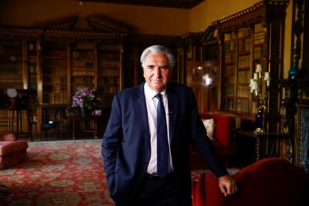 British actor Jim Carter poses during an interview with Reuters at Highclere Castle in Hampshire