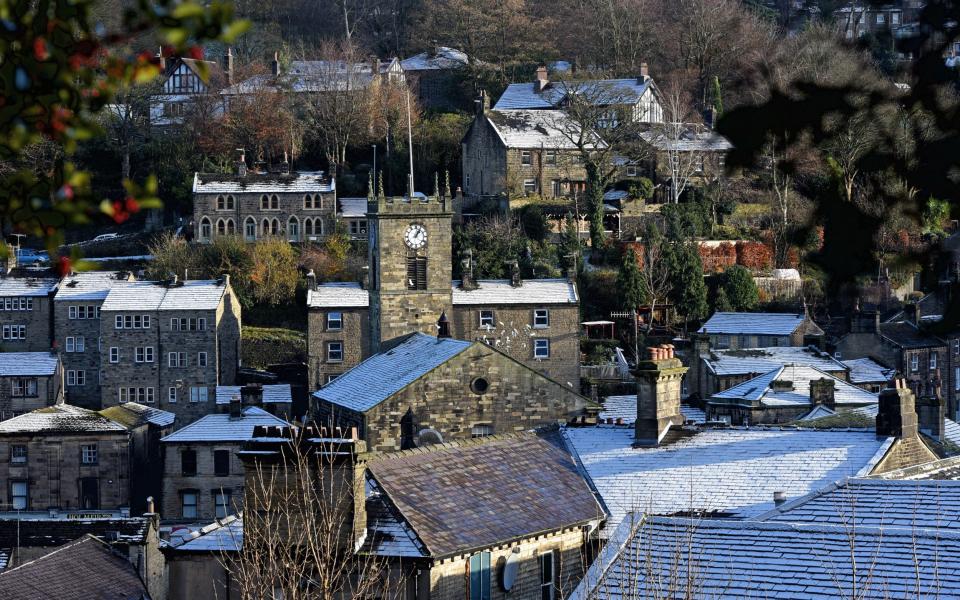 The Yorkshire town of Holmfirth with the parish church of Holy Trinity (centre of picture)