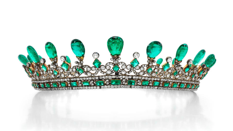 The diamond and emerald tiara worn by Queen Victoria - Credit: Sotheby's
