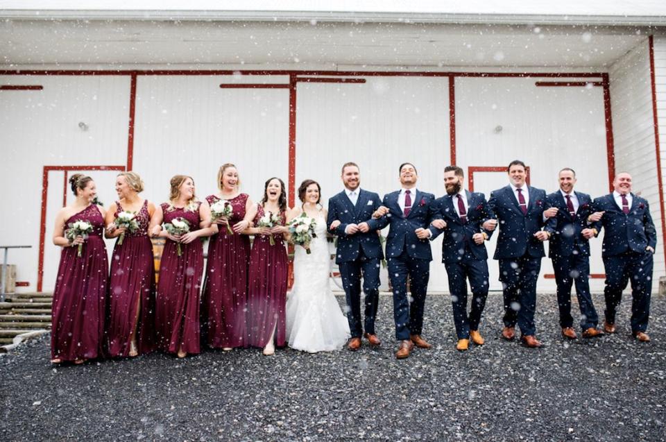 "Ron and Sara Moore married at Strock's Catering Barn in Mechanicsburg, Pennsylvania, on Dec. 10."&mdash;<i>Amanda Souders Photography</i>