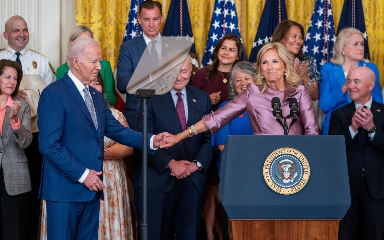 Joe Biden, here with First Lady Jill Biden, might now have the momentum with the election less than five months away