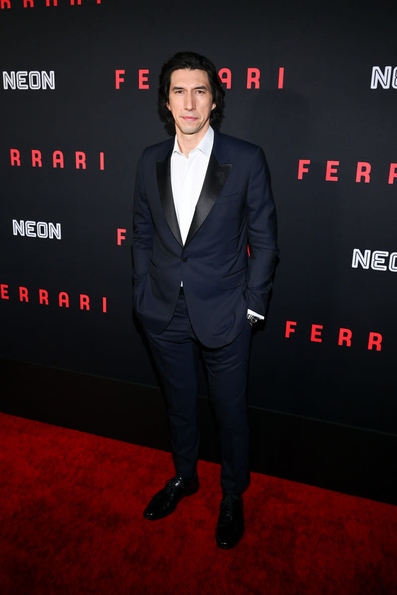 Adam Driver at the premiere of "Ferrari" held at the Director's Guild of America on December 12, 2023 in Los Angeles, California.