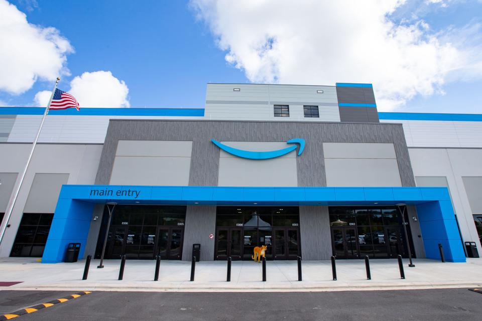 The entrance to the Amazon facility in Tallahassee features a Florida panther statue, which is this specific locationÕs mascot, Wednesday, Sept. 13, 2023.