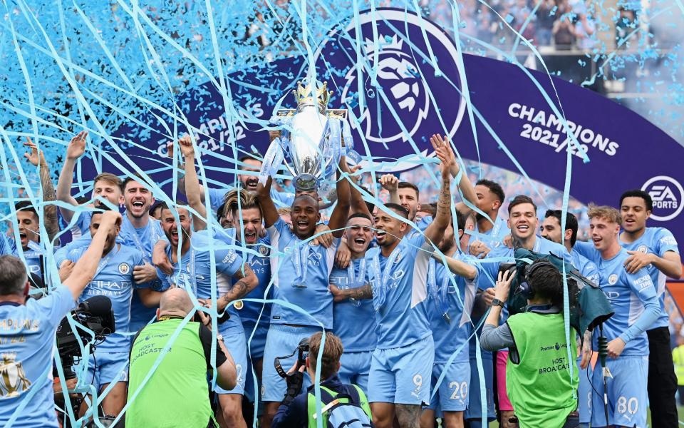 Fernandinho lifts the trophy - Stu Forster/Getty Images