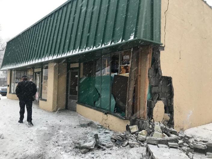 The Blue Water Community Food Depot building was damaged in a crash Monday, Jan. 24, 2022.