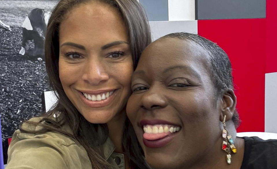 Rosie Coke pictured with Rebecca Hartley (left), who she credits for helping 'save her life'. (Rosie Coke/SWNS)