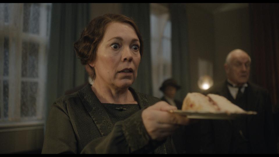 Olivia Colman says she couldn't believe "Wicked Little Letters" was based on a true story. "I was like, 'Oh, my God, this is real?!' "