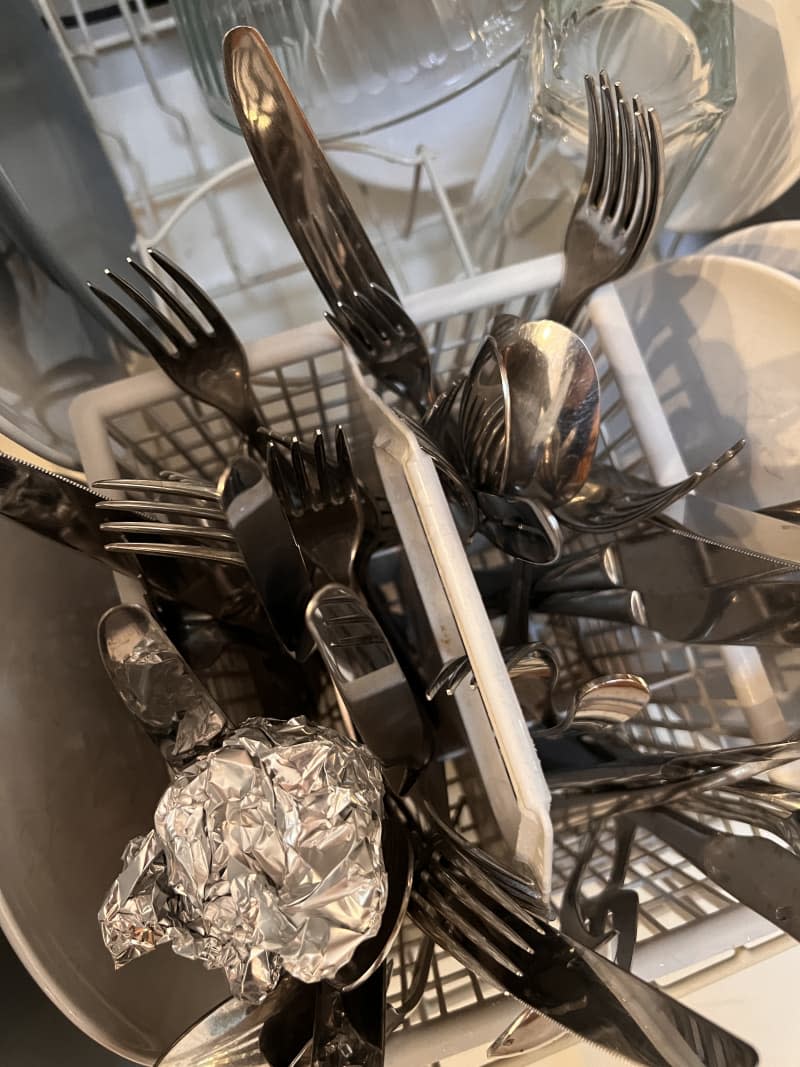 <span>Simple — toss a ball of aluminum foil in your flatware caddy. Credit: Shifrah Combiths</span> <span class="copyright">Credit: Shifrah Combiths</span>