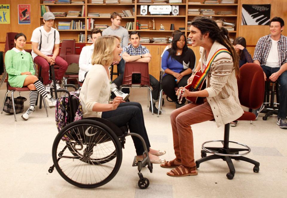 Joe and Quinn on Glee played by diana agron and samuel larsen