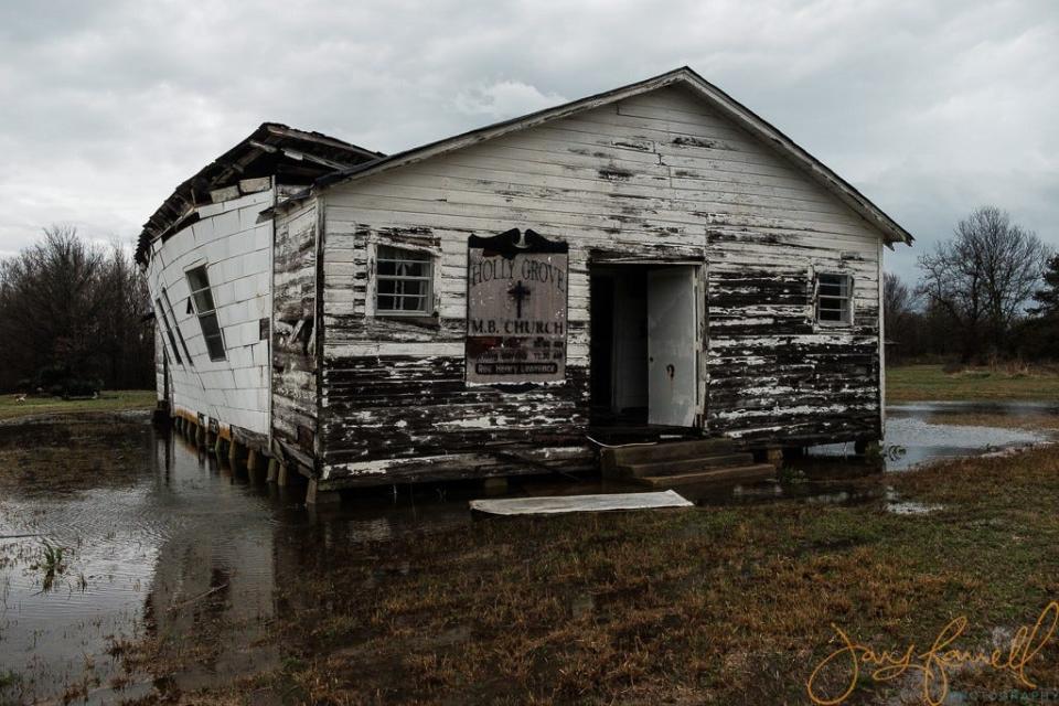 A picture of the former Holly Grove M.B. Church in Quitman County taken by Tennessee photographer Jay Farrell. Farrell has traveled around the South and taken pictures of abandoned buildings, which he has published in a series of books.