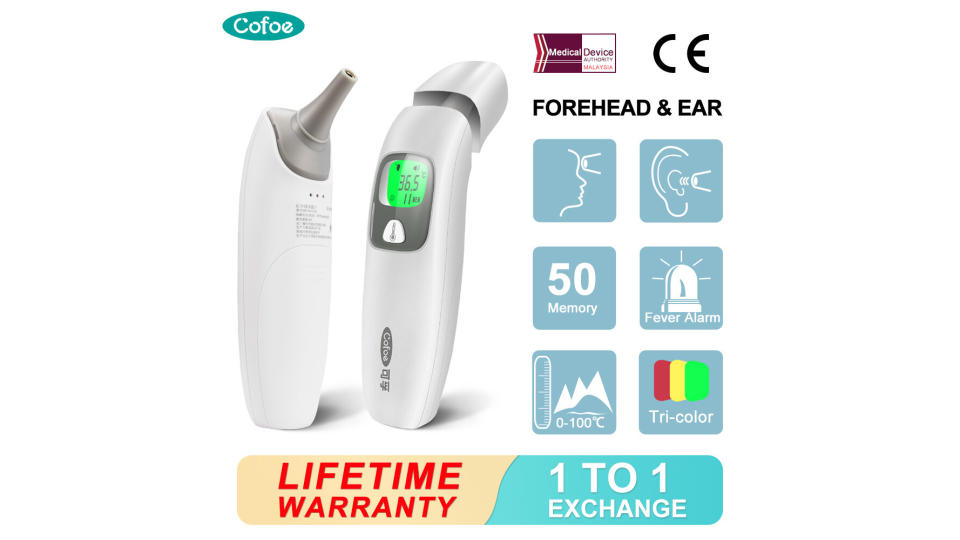 Cofoe 3 in 1 Ear & Forehead Infrared Thermometer. (Photo: Lazada SG)