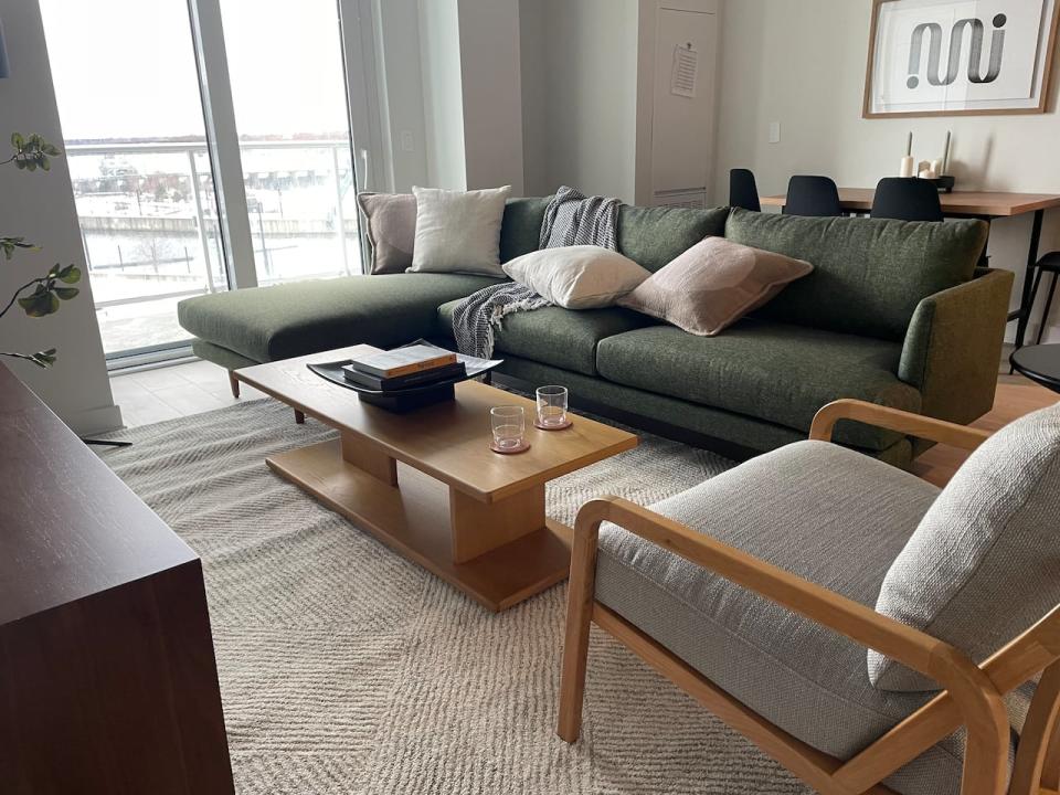 A model shared living space in one of the apartments at Common at Zibi.
