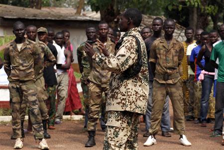 Seleka commander General Yaya Mahamat addresses troops in Bangui December 9, 2013. REUTERS/Emmanuel Braun