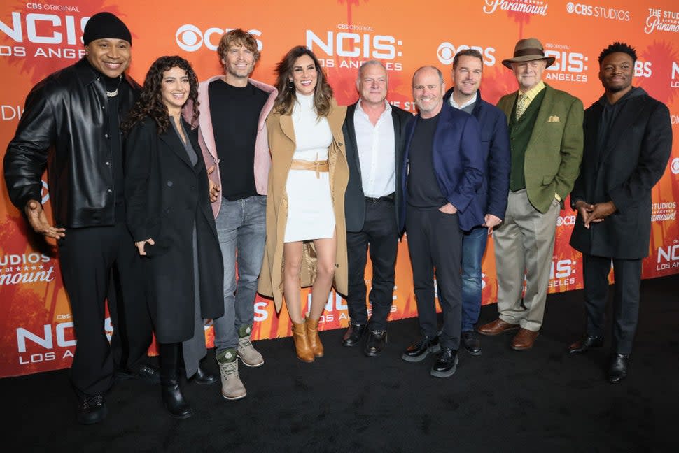 NCIS: Los Angeles cast members during their March 2023 wrap party after 14 seasons 