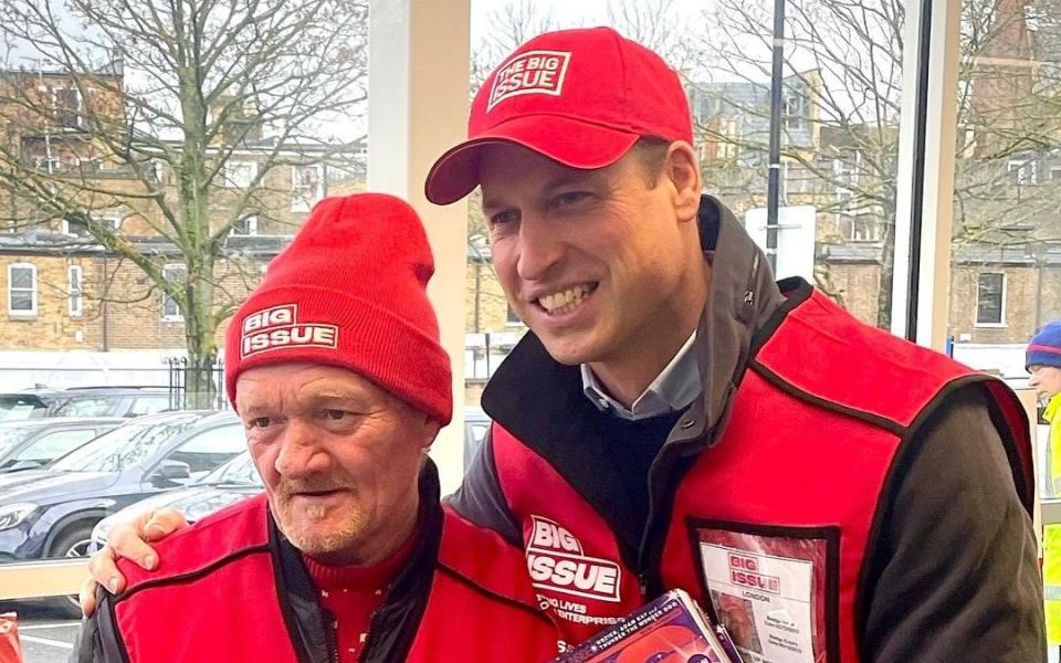 The Prince of Wales joined Big Issue seller Dave Martin for a second year running to help sell the magazine