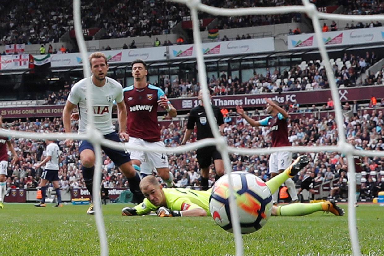 Brace yourself | Kane showed his class with two goals in the derby win over West Ham: REUTERS/Eddie Keogh