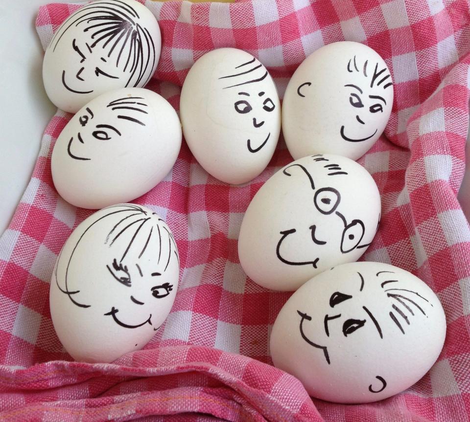 Just one of many fun ways to decorate hard-boiled eggs for Easter!