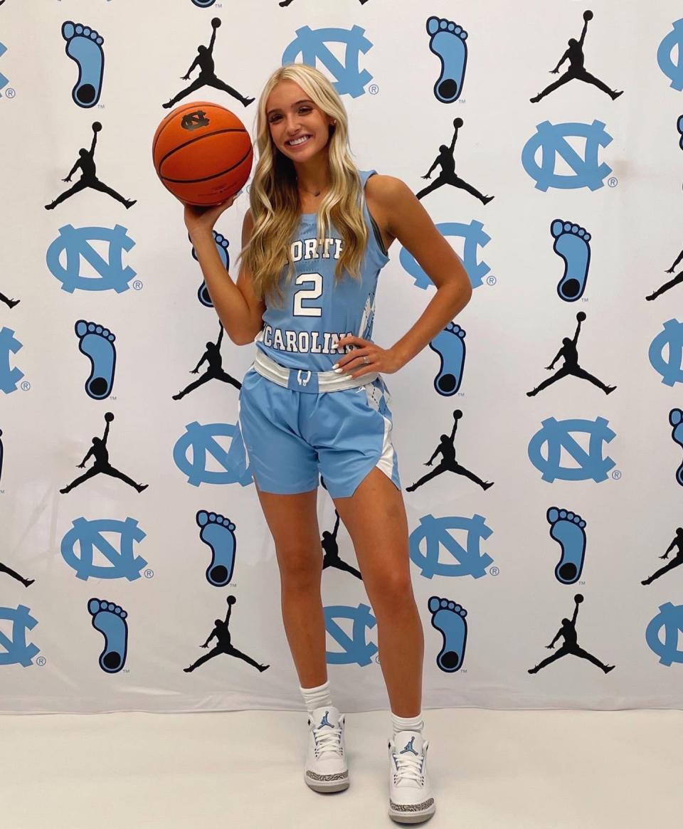 BNL junior Chloe Spreen wears North Carolina colors during one of the many college visits she made this summer.
