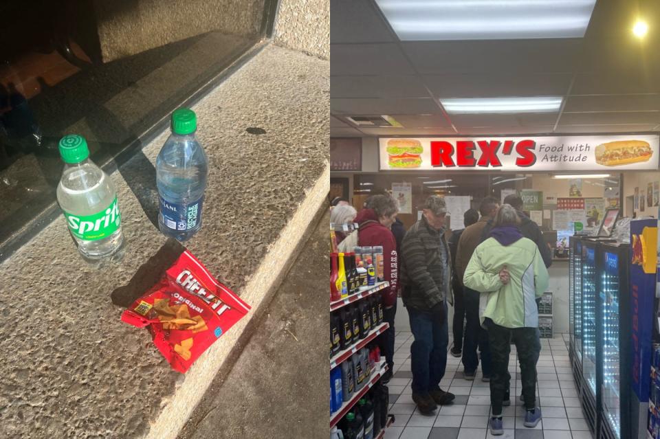 Collage of peanut butter crackers and restaurant in Washington gas station