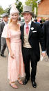 Newlyweds Lady Gabriella Windsor and Thomas Kingston attended Ladies Day. Lady Gabriella wore a <a href="https://fave.co/2KB952f" rel="noopener" target="_blank" data-ylk="slk:striped midi dress;elm:context_link;itc:0;sec:content-canvas" class="link ">striped midi dress</a> by her wedding dress designer Luisa Beccaria and pink crystal embellished mules (£139) from <a href="https://fave.co/2x8Xb6I" rel="noopener" target="_blank" data-ylk="slk:Kurt Geiger;elm:context_link;itc:0;sec:content-canvas" class="link ">Kurt Geiger</a>.<em> [Photo: Getty]</em>