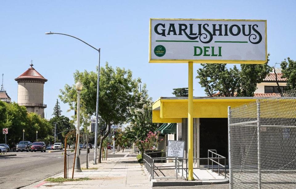 Although a sign is up, the Garlishious Deli has yet to open at its location on Fresno Street in downtown Fresno, on Tuesday, Sept. 5, 2023.
