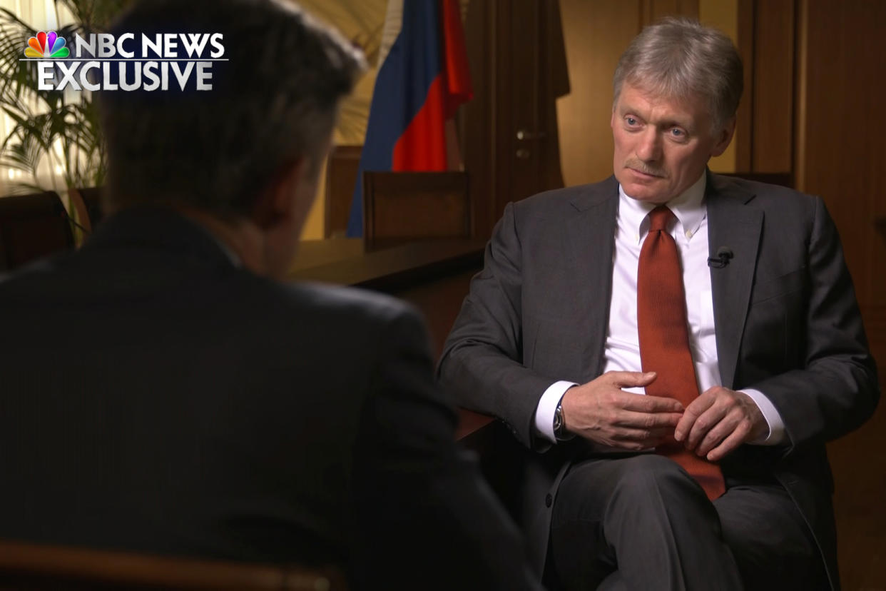 Dmitry Peskov is interviewed by NBC News senior international correspondent Keir Simmons.