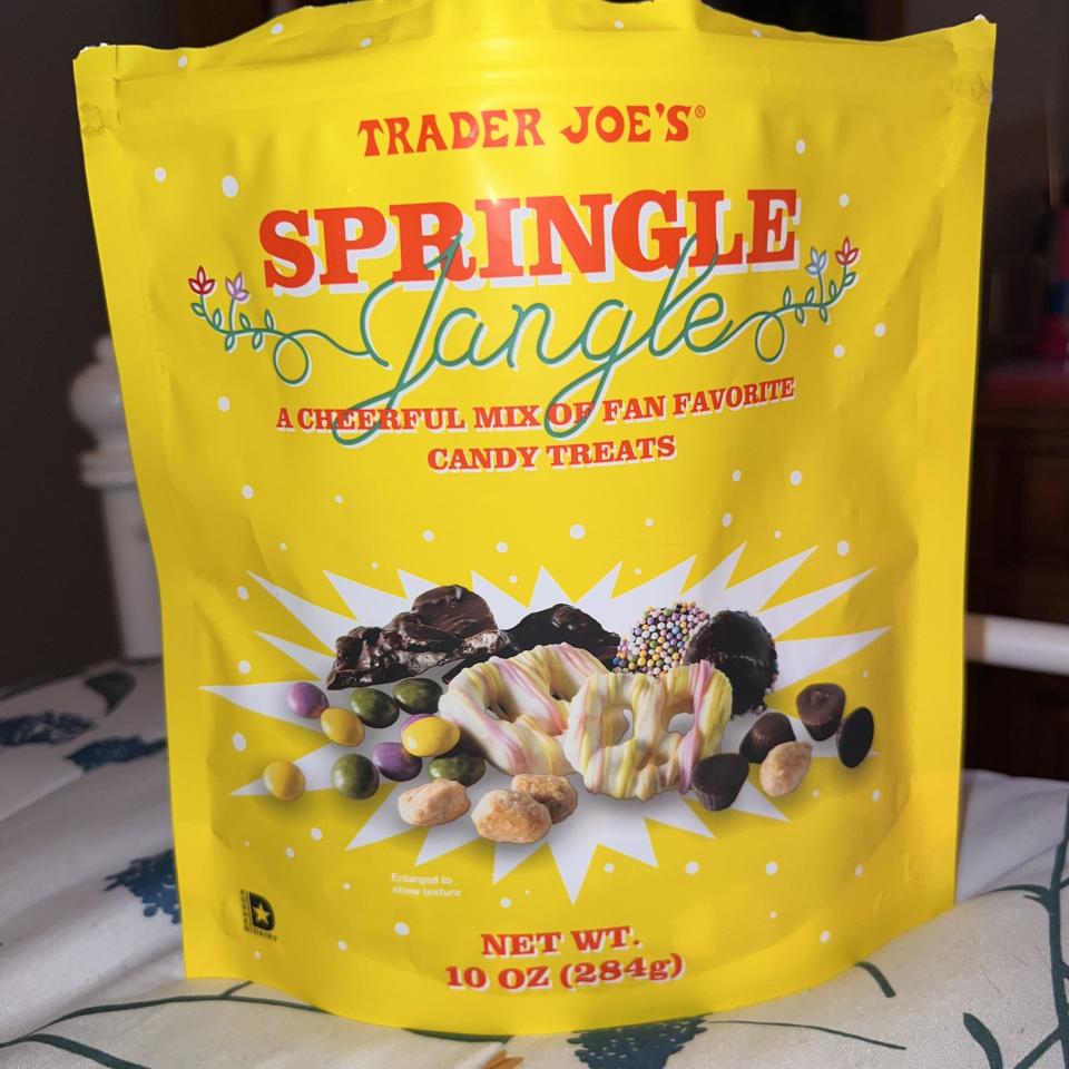 A bag of Trader Joe's Springle Jangle