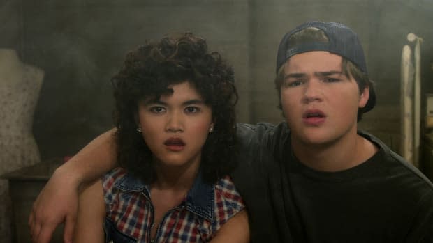 Sam Morelos as Nikki and Maxwell Acee Donovan as Nate in "That '90s Show" on Netflix<p>Netflix</p>